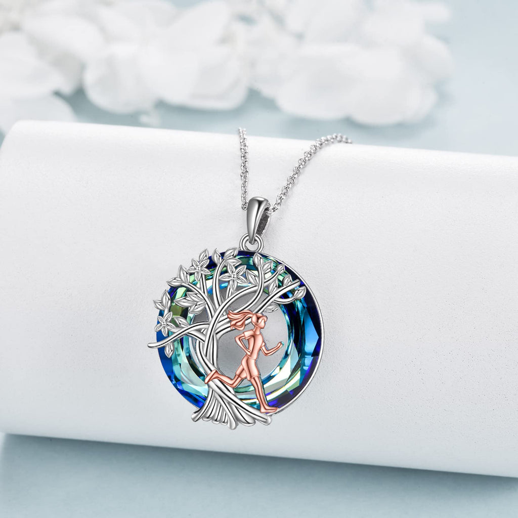 YFN Tree of Life Necklace Sterling Silver Crystal Jewelry Graduation Birthday Gifts for Women