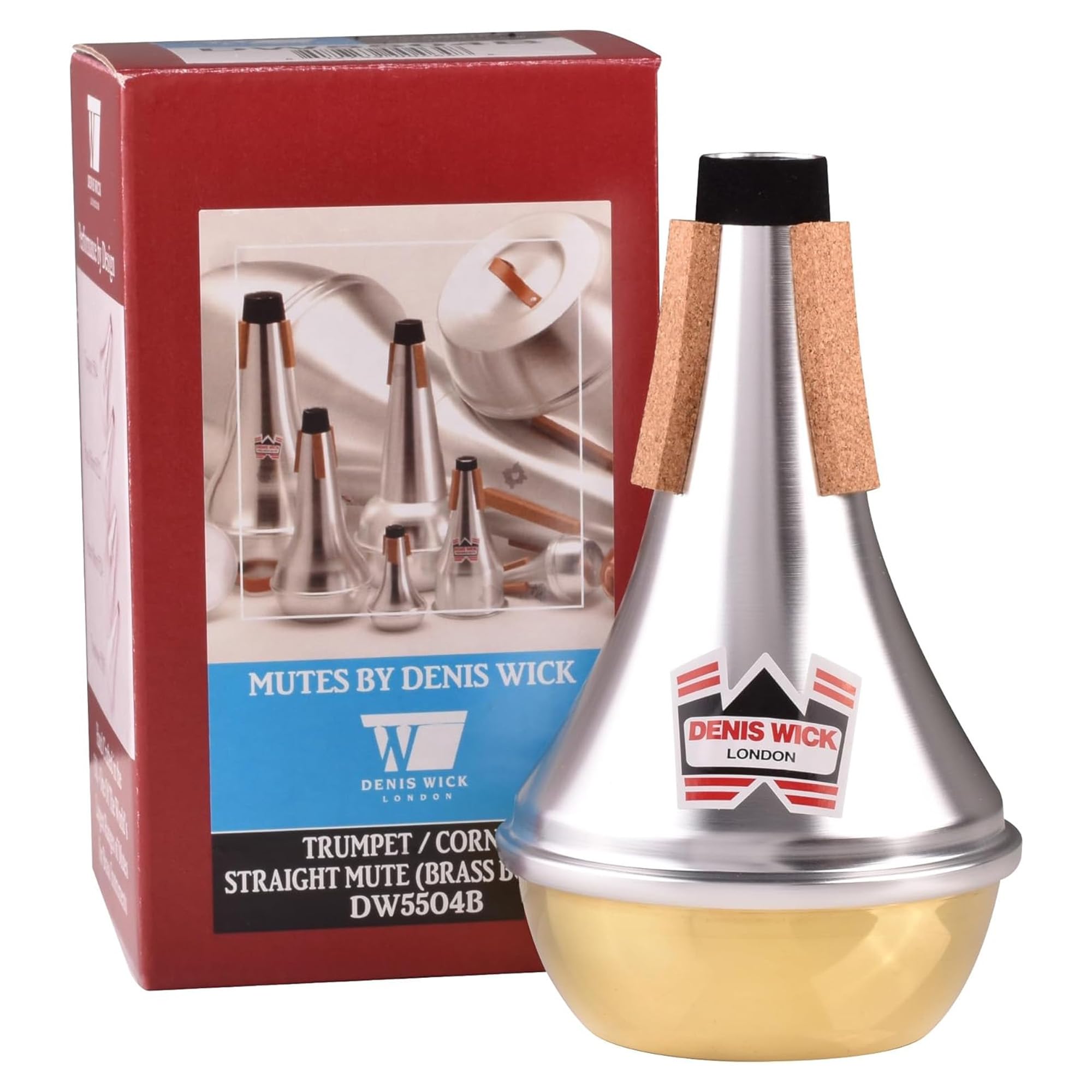 Denis Wick Straight Mute for Trumpet or Cornet, 5504 - Hand-Spun Aluminum Mute with Natural Cork - Brilliant Tone, Reliable Intonation & Tight-Bell Fit for Performance - 6.1 x 3.4 x 3.4 In, 2.26 oz