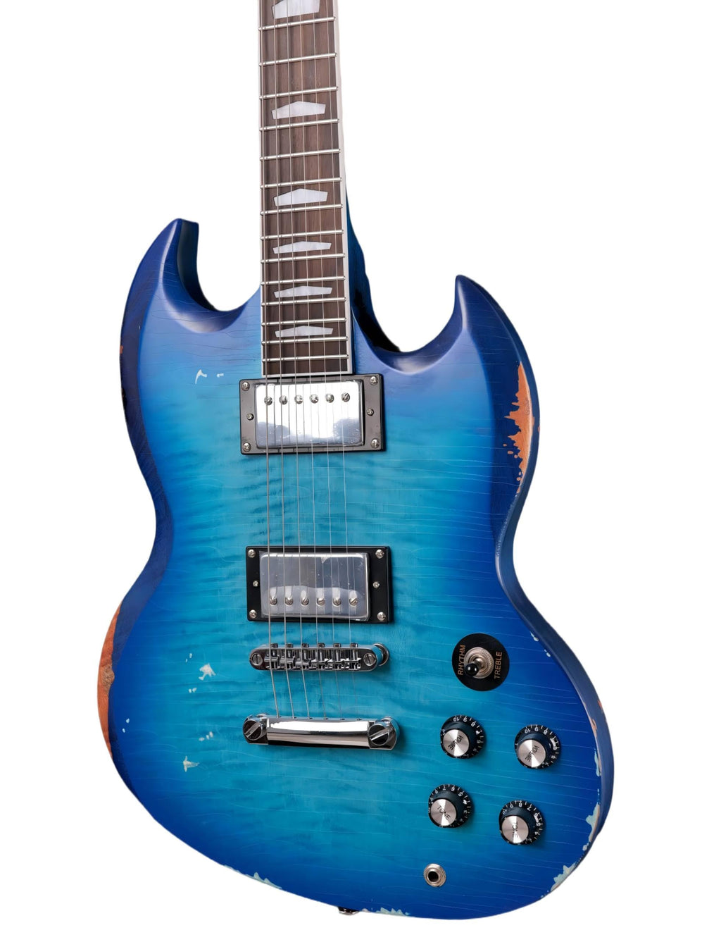 KGD Relic Electric Guitar,Solid Body Electric Guitar With Mahogany Body and Neck,Rosewood Fingerboard,Bone Nut,SG style 6-String Guitar,Professional/Electric Guitars for Adults
