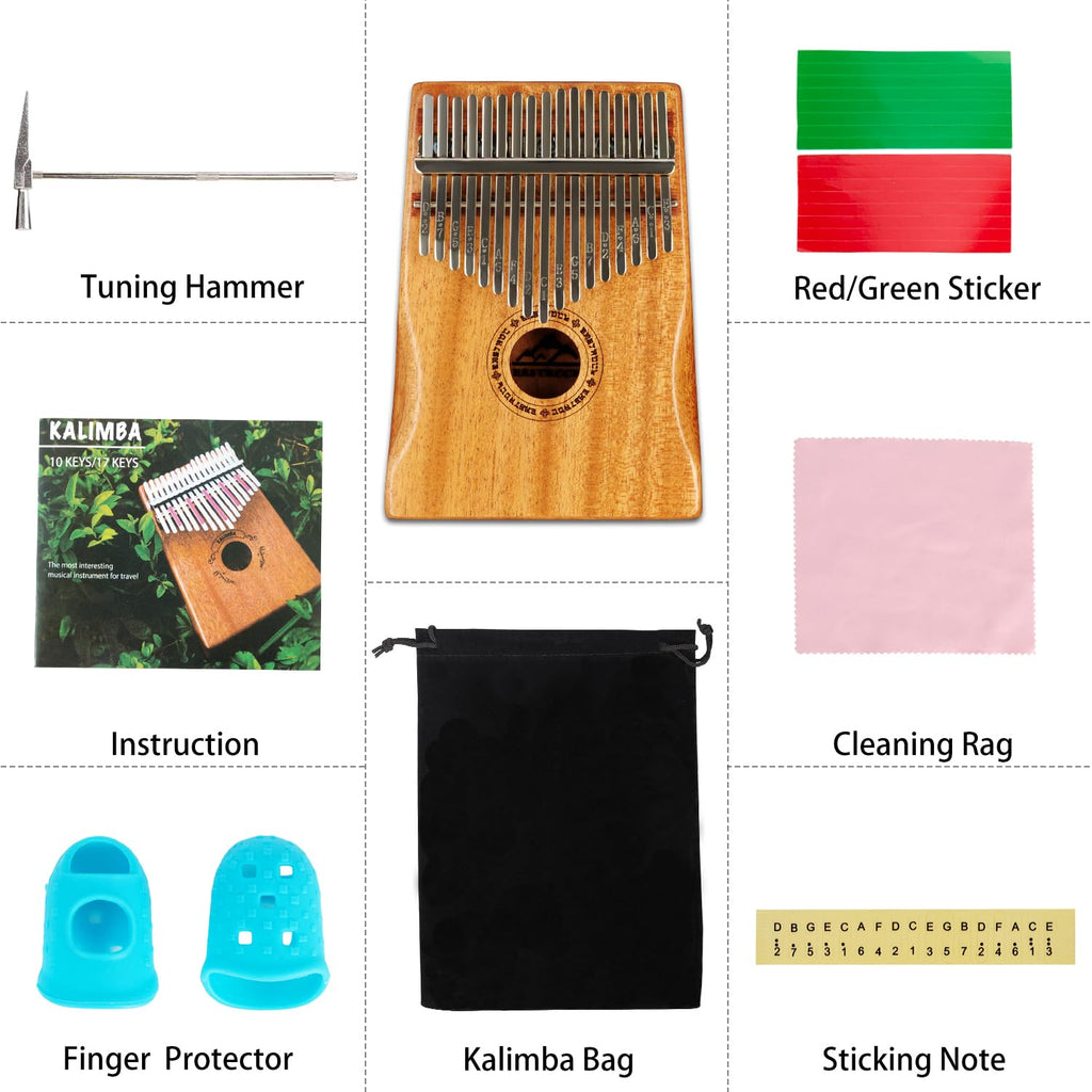 EASTROCK 17 Key Electric Kalimba Thumb Piano Built-in Pickup Professional Electric Kalimba Finger Piano for Kid Adults Beginners Professional (Mahogany Hand Rest EQ)