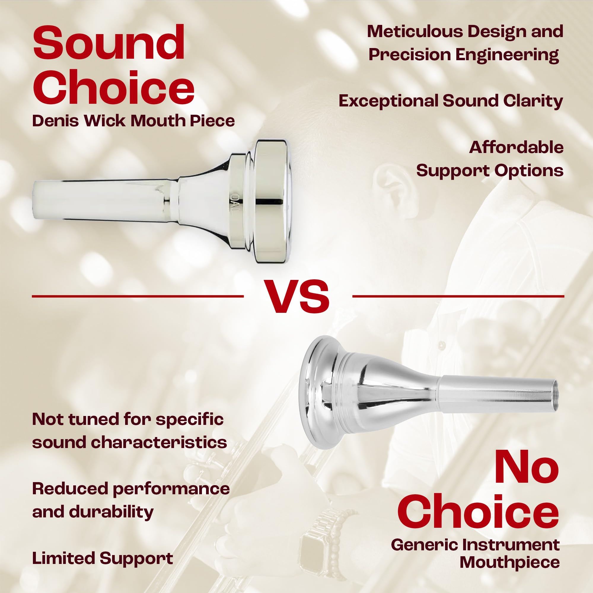 Denis Wick Classic Trombone Mouthpiece Silver Plated, 5880-4AL - Barrel Backbore for Balanced Tone & Smooth Response - Large Shank Fitting Trombone Accessory for Easy Articulation - 26 x 6.72 x 7.38mm