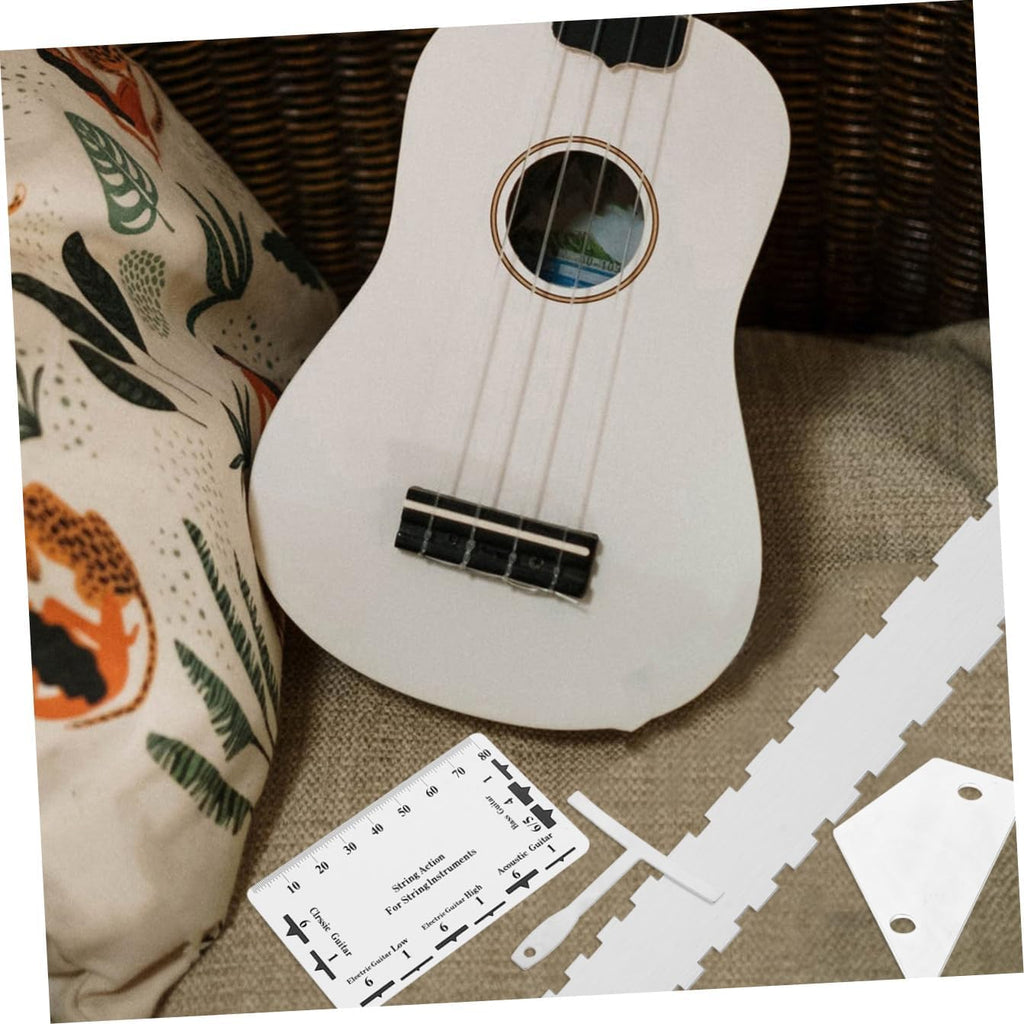 Totority 12pcs Guitar Luthier Tools Kit with String Action Ruler Notched Radius Gauge Fret Rocker and Straight Edge Ruler for Electric Acoustic and Bass Guitar Setup and Repair