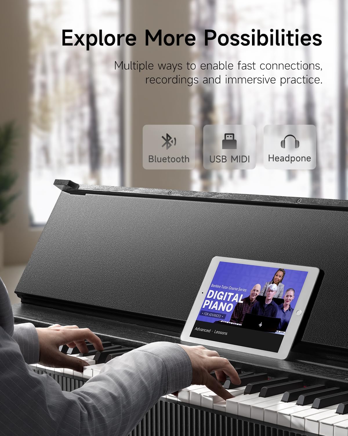 Donner OURA S300 Digital Piano 88 Key Weighted Keyboard for Advanced, Electric Piano with 88 Keys Graded Hammer Standard Keyborad, Boasts Bluetooth, Local Off, 2*15 W, Half-pedal, 256 Polyphony, Black