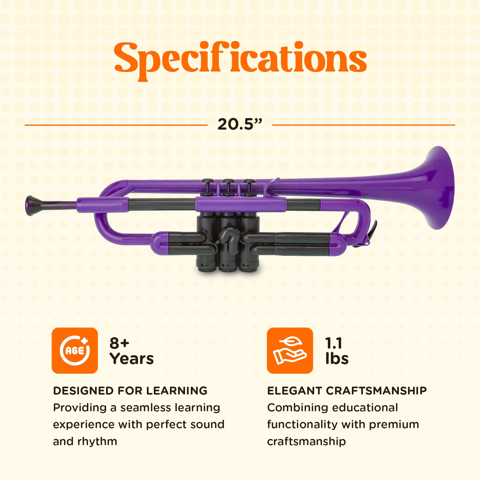 pTrumpet Bb Plastic Trumpet - Durable pInstruments Design with Ergonomic Grip - Includes 3C & 5C Mouthpieces and Carrying Bag - Authentic Sound for Students & Beginners - ABS Build - Green