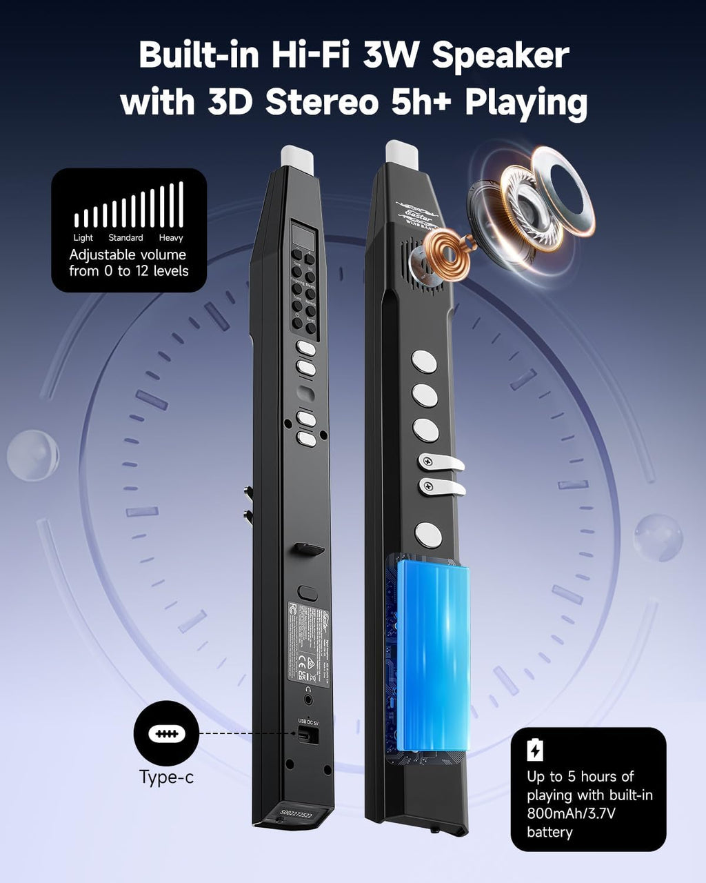 Eastar Digital Woodwind Electric Saxophone for Beginners, 27 Tones, Silent Practice, Hi-Fi Speaker, Adjustable Airflow, Reverb Effect, Rechargeable Battery, MIDI, BT Support, EDA-100