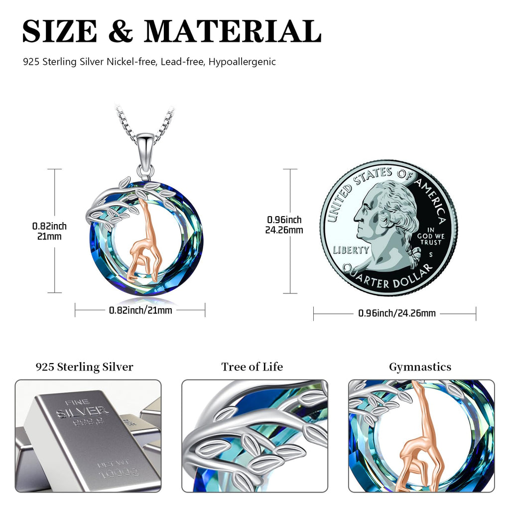 Sport/Music Necklace for Women 925 Sterling Silver Crystal Pendant Tree of Life Jewelry Gifts for Sport Players