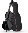 Full Size Cello Kit, Acoustic Cello Instrument for Adults,Students,Beginners,Complete Cello 4/4 Set with Portable Bag, Bow, Rosin (Black)