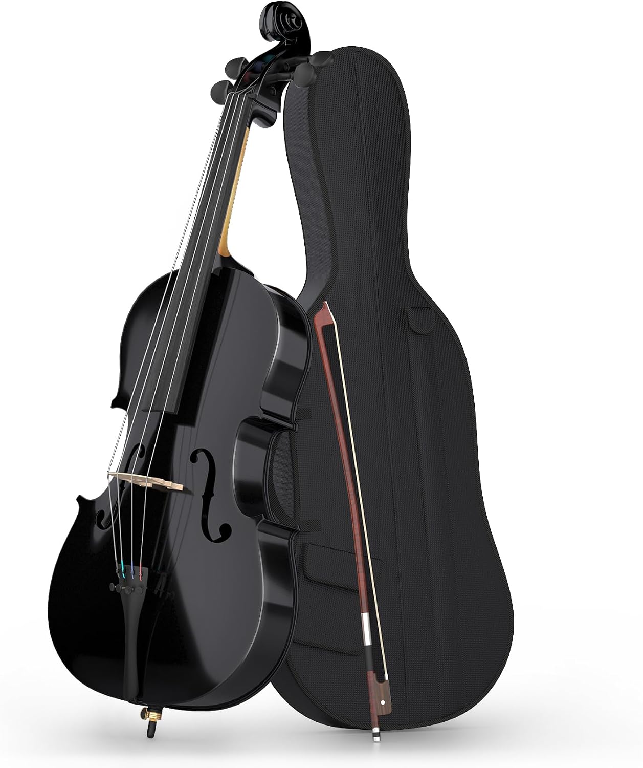 Full Size Cello Kit, Acoustic Cello Instrument for Adults,Students,Beginners,Complete Cello 4/4 Set with Portable Bag, Bow, Rosin (Black)