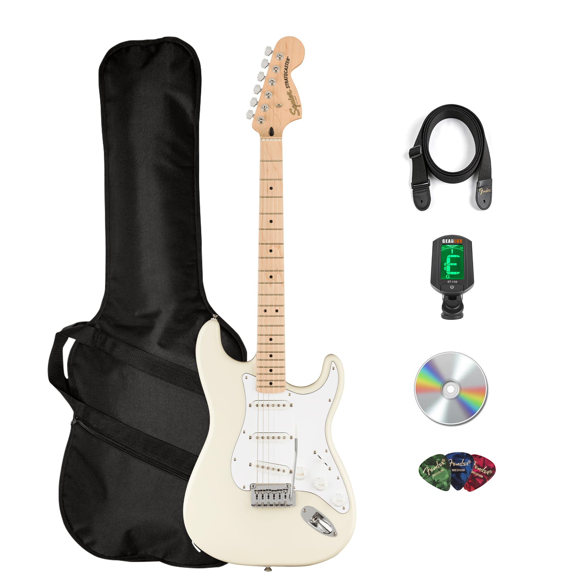 Fender Squier Affinity Stratocaster FMT HSS - Sienna Sunburst Bundle with Frontman 10G Amplifier, Gig Bag, Tuner, Instrument Cable, Strap, Picks, and Austin Bazaar Instructional DVD