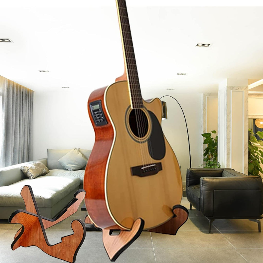 YYJ HOME Electric guitar stand, ukulele stand, acoustic guitar stand, with foam edges premium wooden guitar stand, apply to bass guitar stand for cello/mandolin/banjo/walnut