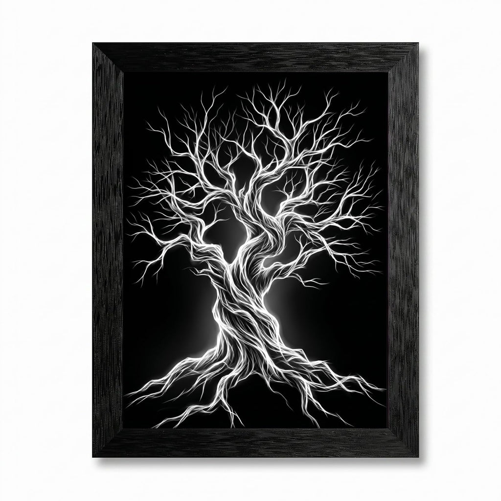 Framed Canvas Wall Art Minimalist Abstract Cello Musical Instrument Electric White Glowing Lines on Black Canvas Print Poster Black Frame Wall Decor for Music Room Studio Modern Art, Inch 24x36