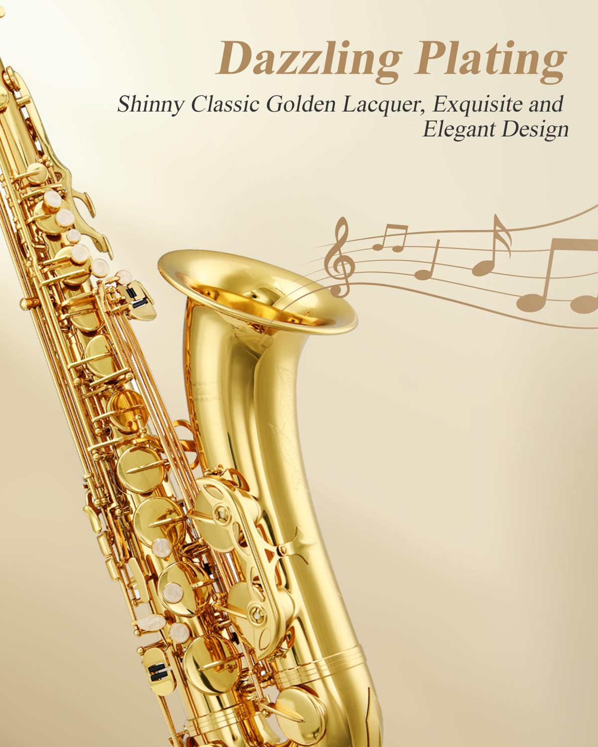 Eastar Student Alto Saxophone E Flat for Beginner Sax Full Kit with Carrying Case, Mouthpiece, Straps, Reeds, Stand, Golden Lacquer, AS-Ⅱ