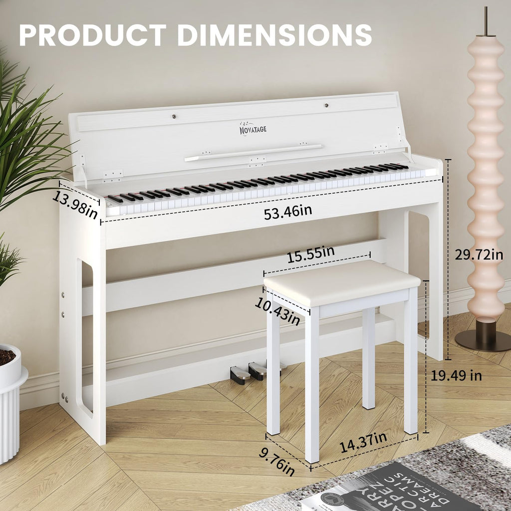88-Key Weighted Piano Keyboard, Hammer Action Digital Piano with Speakers, Wooden Electric Piano with bench, Triple Pedal, Headphone, cover, Supports MIDI Connecting (Brown)