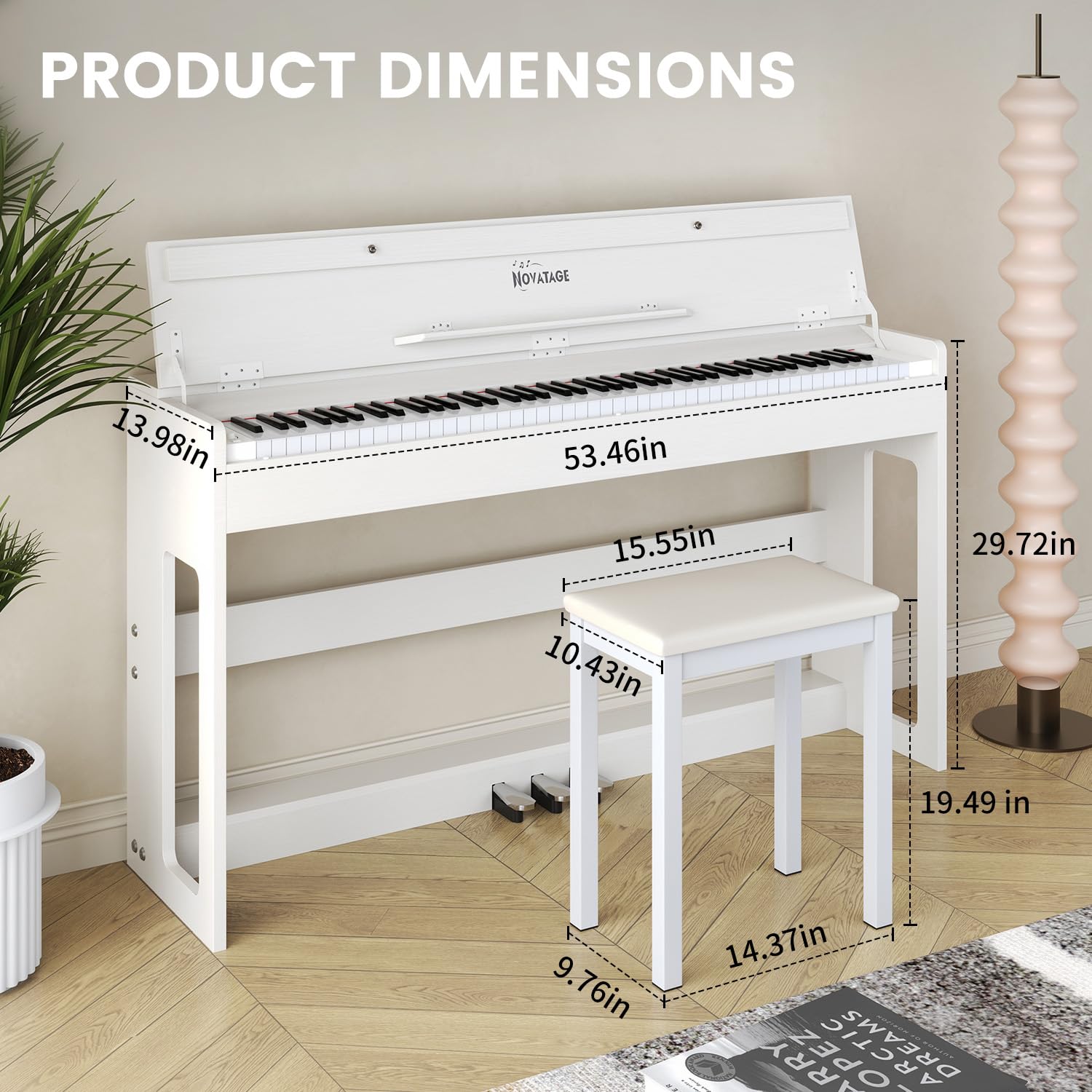 88-Key Weighted Piano Keyboard, Hammer Action Digital Piano with Speakers, Wooden Electric Piano with bench, Triple Pedal, Headphone, cover, Supports MIDI Connecting (Brown)