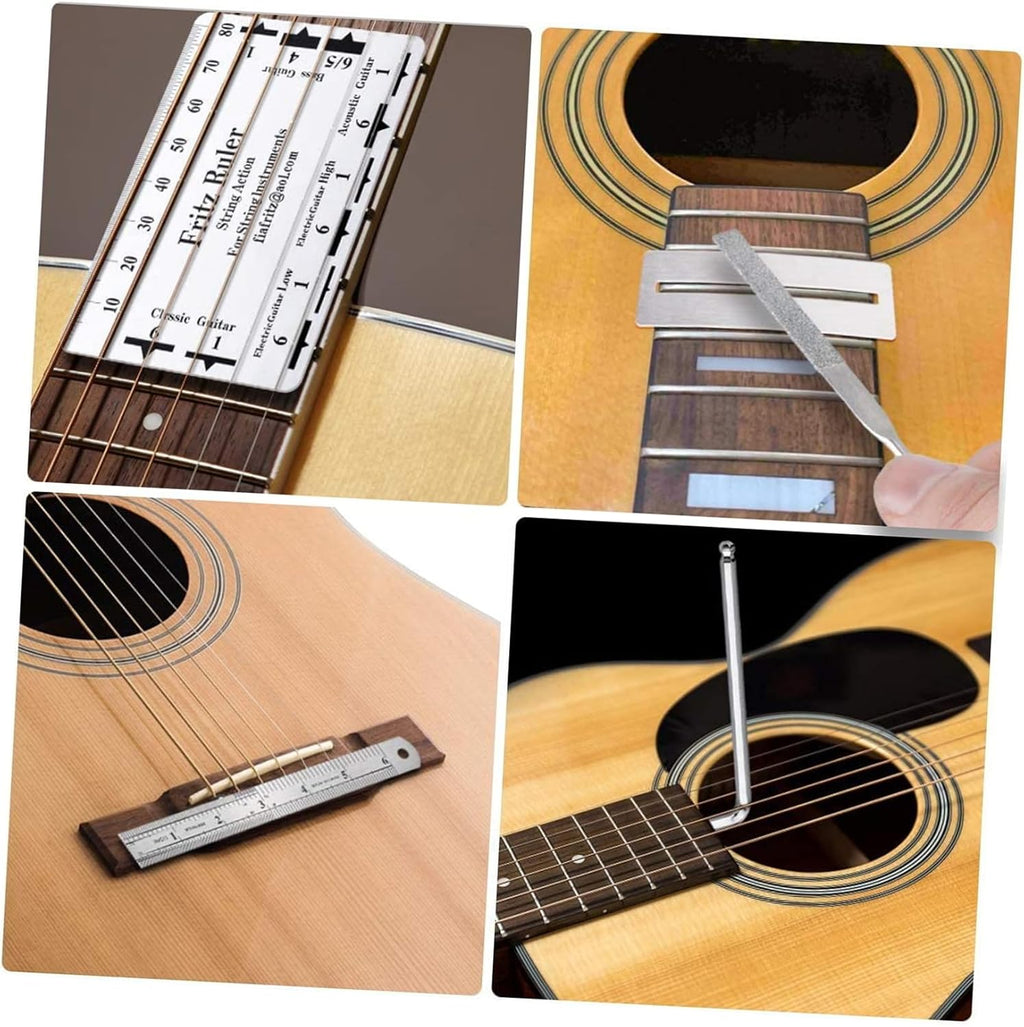 Toyvian 1set Guitar Repair Tool Kit String Cutter Action Ruler Gauge and Maintenance Accessories for Guitar Setup and Adjustments