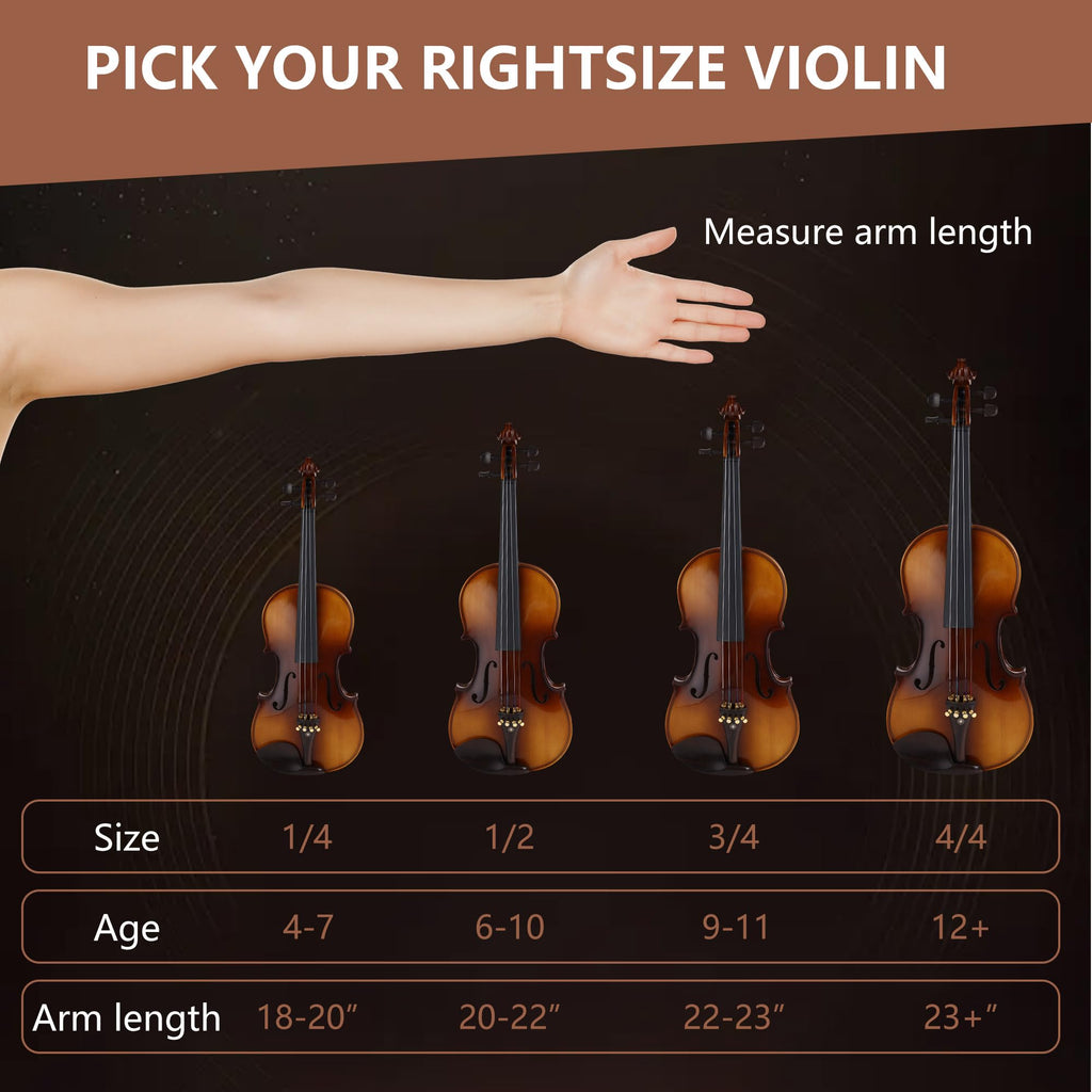 Violin 4/4 Full Size,Beginner Violin For Kids,Students,Adults,Fiddle Set with Hard Case,Bow,Rosin,Shoulder Rest,Tuner,Extra Strings,Bridge,Fingerboard Stickers