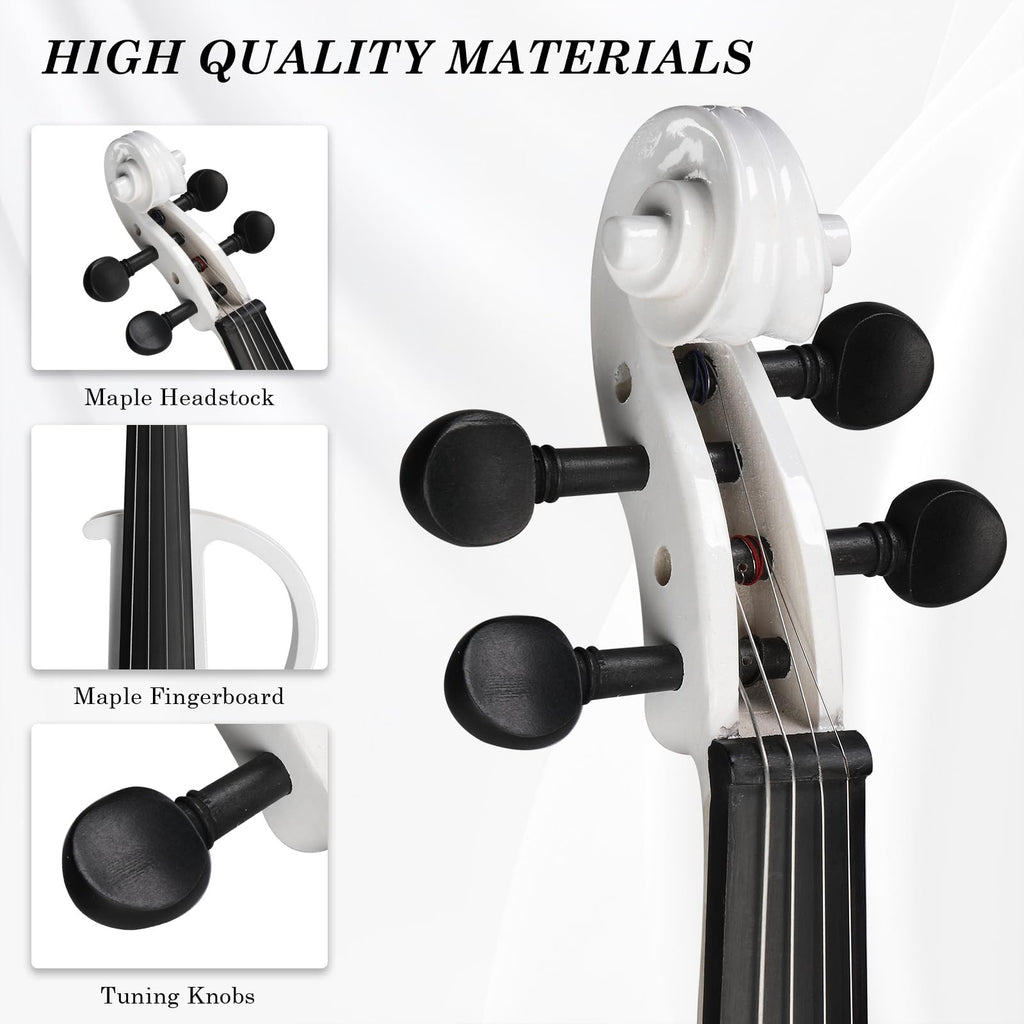 Ktaxon Full Size Electric Violin, 4/4 Acoustic Silent Electric Violin for Beginner Adults Teens with Ebony Fittings, Case, Bow, Headphone, Rosin and Extra String (Black)
