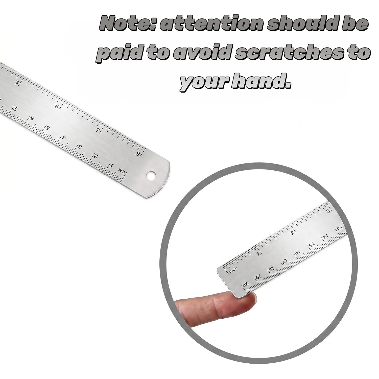 Lakei Stainless Steel Ruler 2-Pack, 6", 12", (15cm,30cm) Dual Scale Ruler | Stainless Steel Ruler Set, Metric Precision Measuring Drawing Ruler, for Drawing, Home, Office and Engineering Use