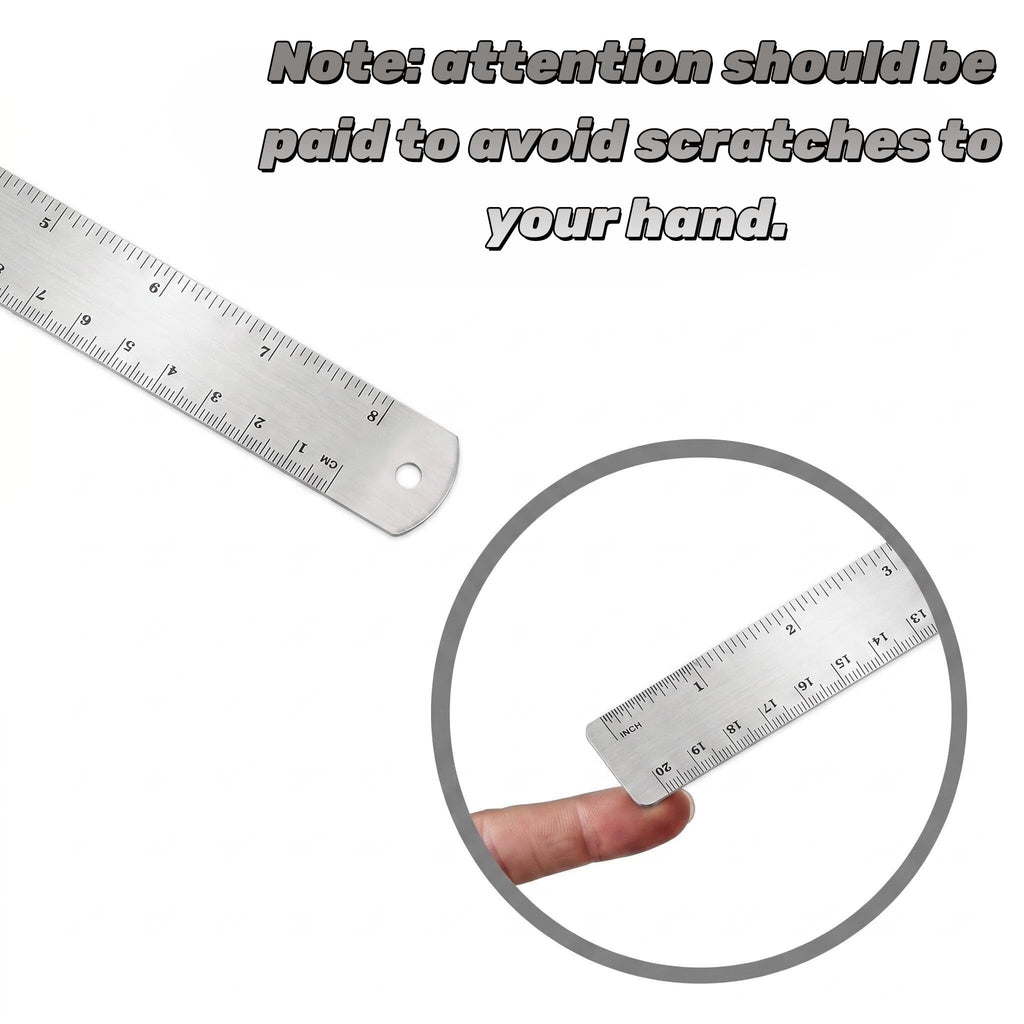 Lakei Stainless Steel Ruler 2-Pack, 6", 12", (15cm,30cm) Dual Scale Ruler | Stainless Steel Ruler Set, Metric Precision Measuring Drawing Ruler, for Drawing, Home, Office and Engineering Use