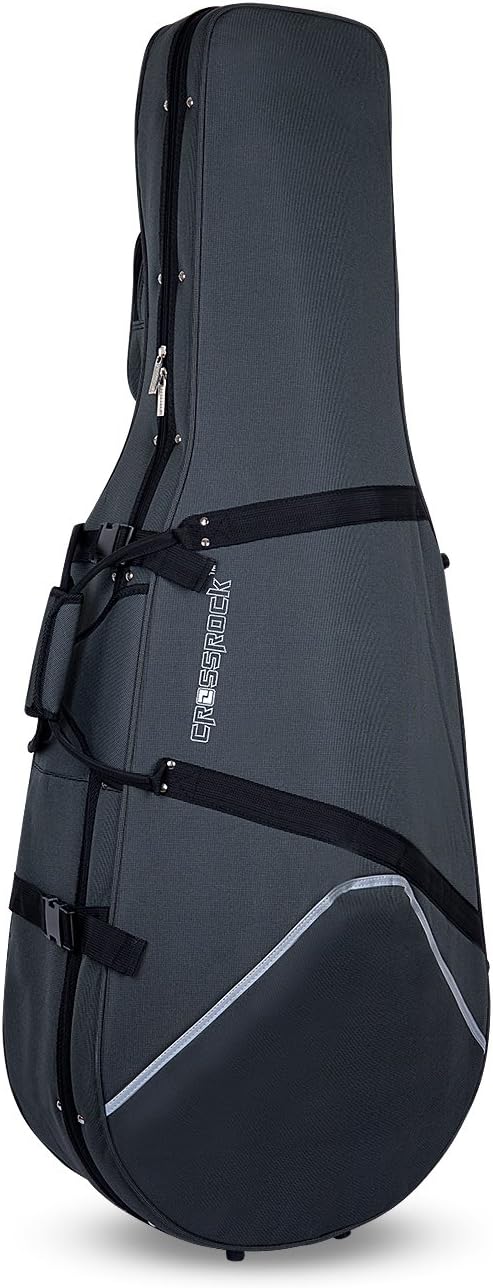 Crossrock Lightweight Cello Case for 4/4 Full Size Cello with Dense Foam in Grey (CRP200CEFGY)