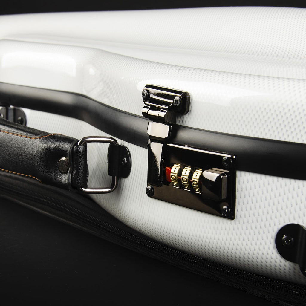 Christina violin case 4/4 Full Size Violin case High-Strength Carbon Fiber Pear-Shaped Violin Music Bag With Combination Lock and Extra Bag Gray Violin Hard Case (VB-Random type-SilveryGray spot)