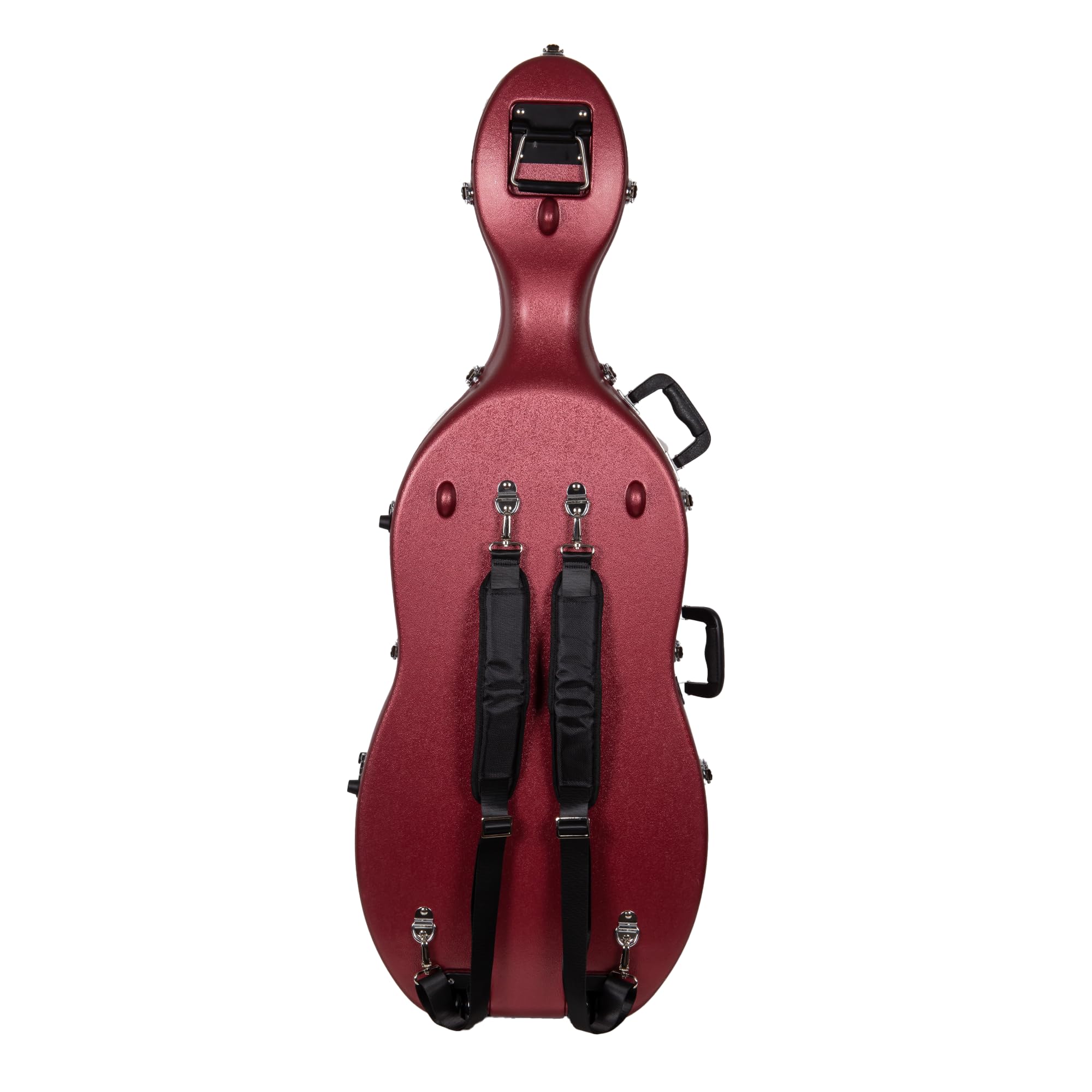 Crossrock ABS Cello Case for 4/4 & 3/4 Size | Wine Red Velvet Interior, Molded Hardshell with Wheels, Lock, Dual Bow Holders & Backpack Straps-Dark Red (CRA862CEFDR)