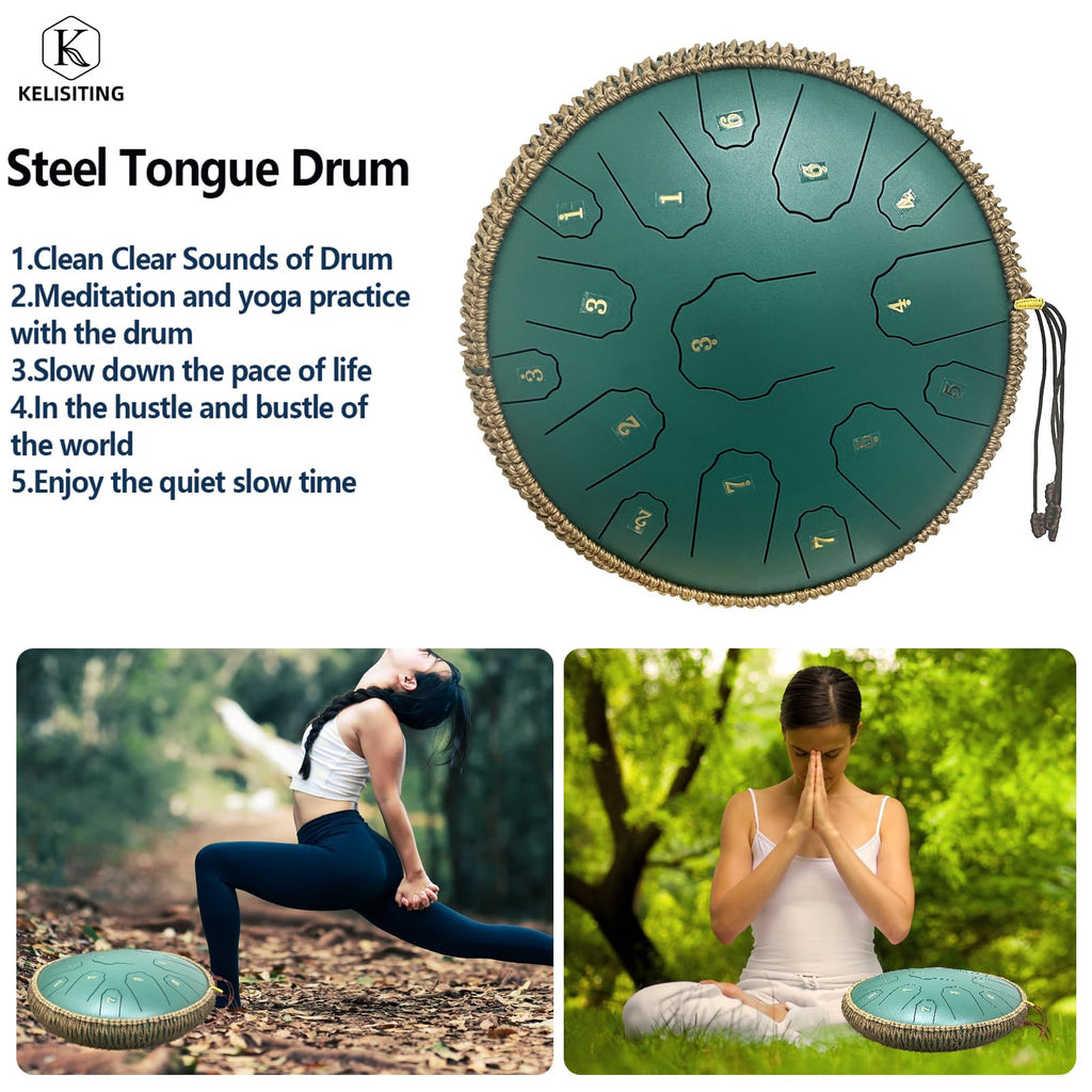 Handpan Drum 22 Inches D Minor Kurd, 432Hz 10 Notes Hand Drum Instrument, Premium Steel Drum, Handpan Instrument for Adults (Gold)