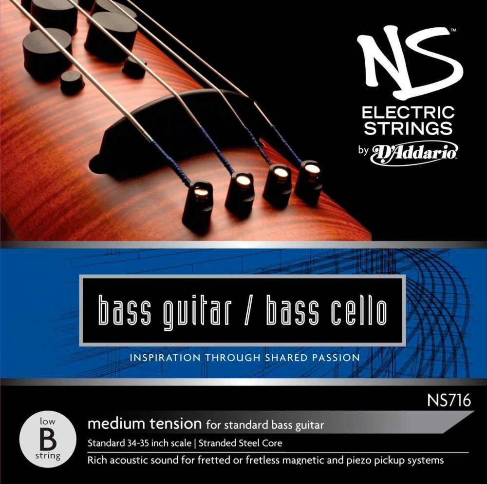 D'Addario NS Electric Bass/Cello String Set, 4/4 Scale, Medium Tension