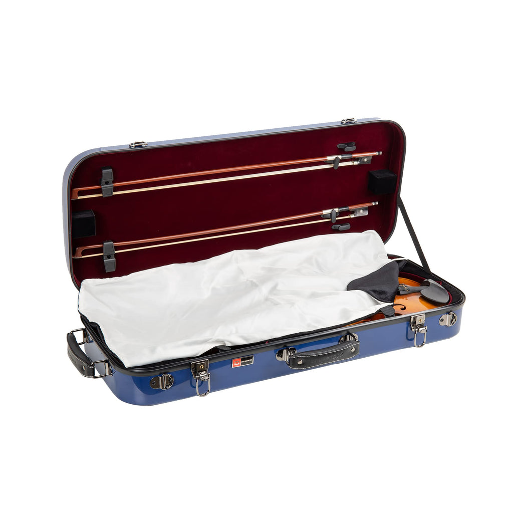 Crossrock Fiberglass Double Violin Case fits Two 4/4 Full-Size Violins- Includes TSA lock, Protective Blanket, Hygrometer, Removable Shoulder Straps- Milky White (CRF2020DVMW)
