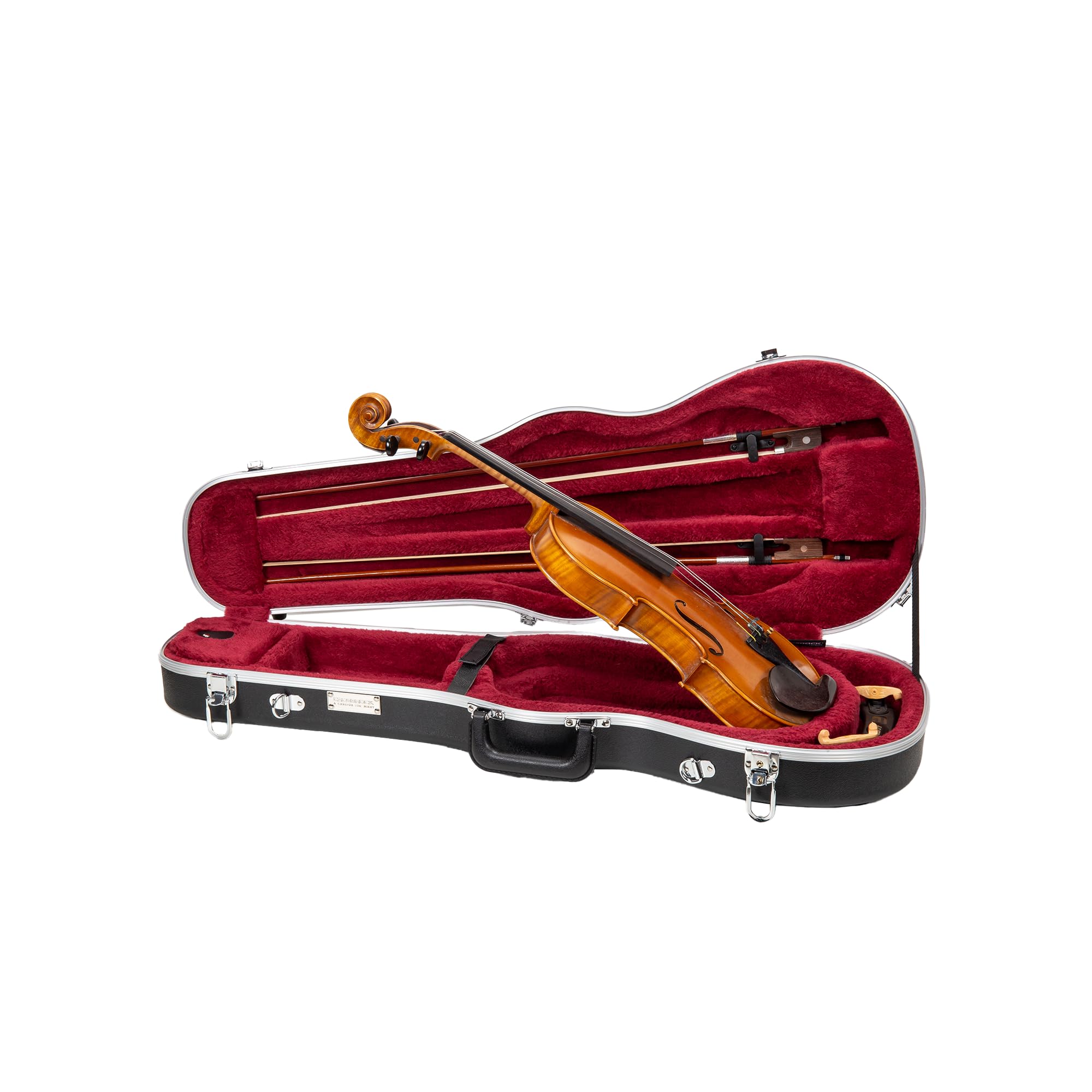 Crossrock Shaped Violin Case for 4/4 Full-Size Violin | Interior Accessory Compartment, 2 Bow Holders, Security Lock, Detachable Shoulder Straps - Black (CRA880VFBK)