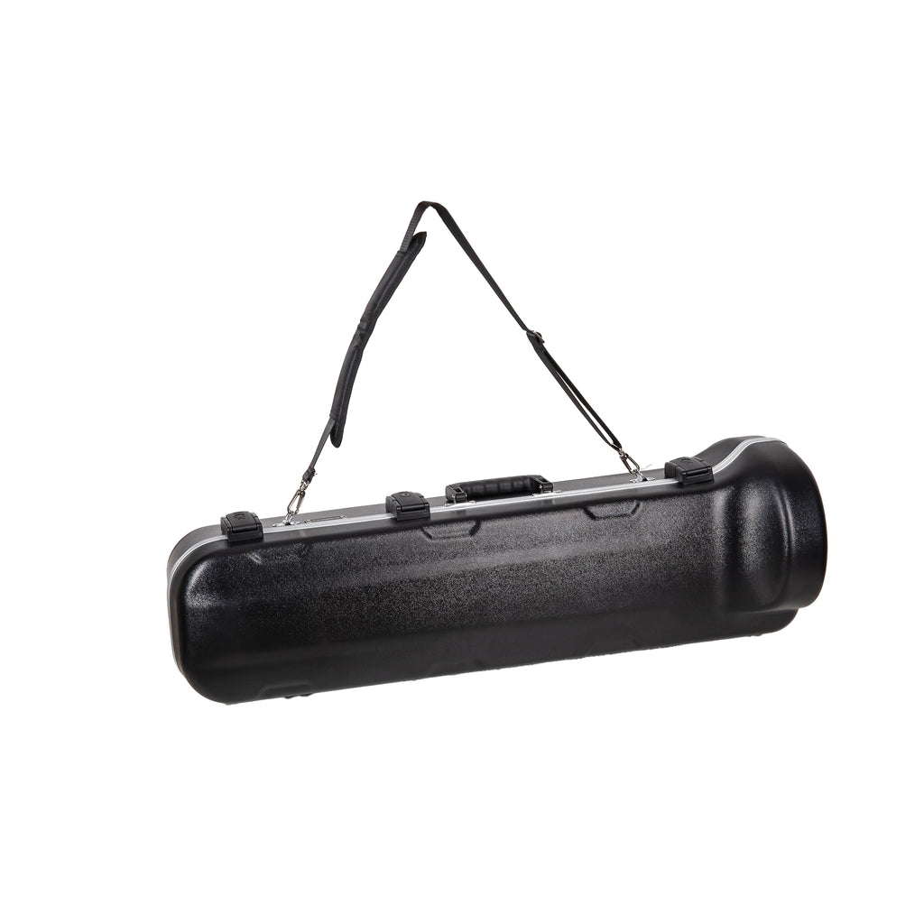 Crossrock Tenor Trombone Flight Case — Fits Bb Tenor with F-Attachment | Shockproof Design, Security Lock, Plush Interior, Single Shoulder Strap & Accessory Compartment (CRA980TBBK)