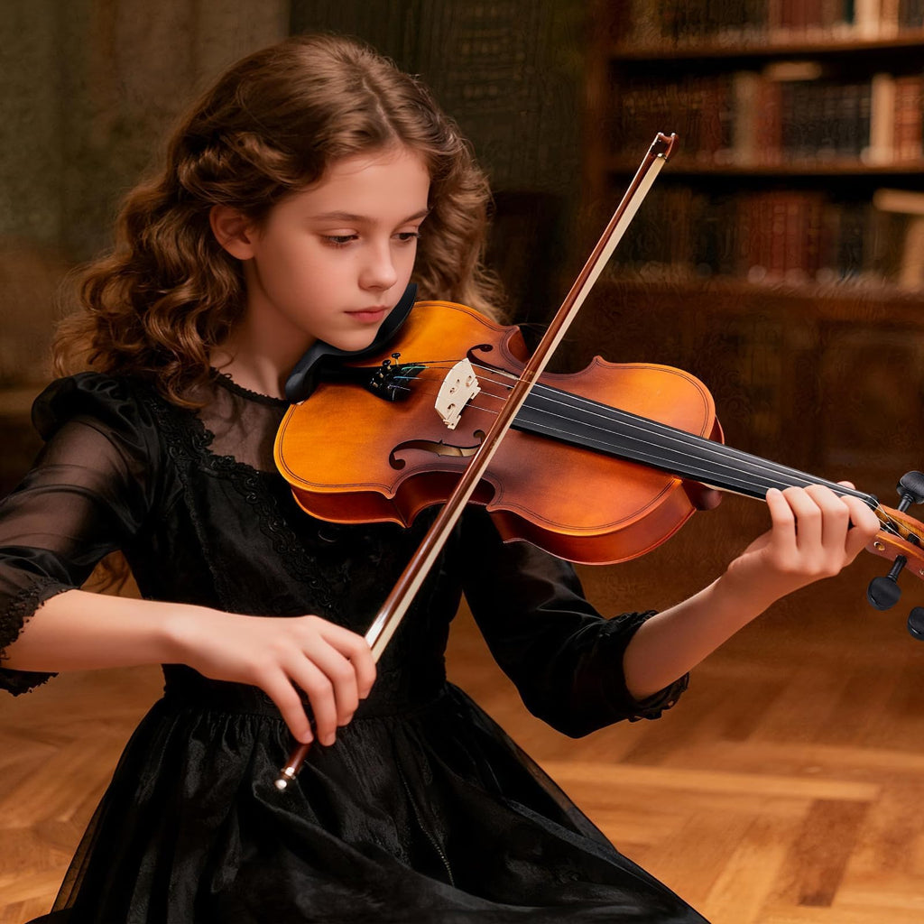 4/4 Full Size Beginner Violin, Acoustic Fiddle Set for Adults, Teens, and Students (Age 12+), with Case, Bow, Bridge, and Rosin (Pink)