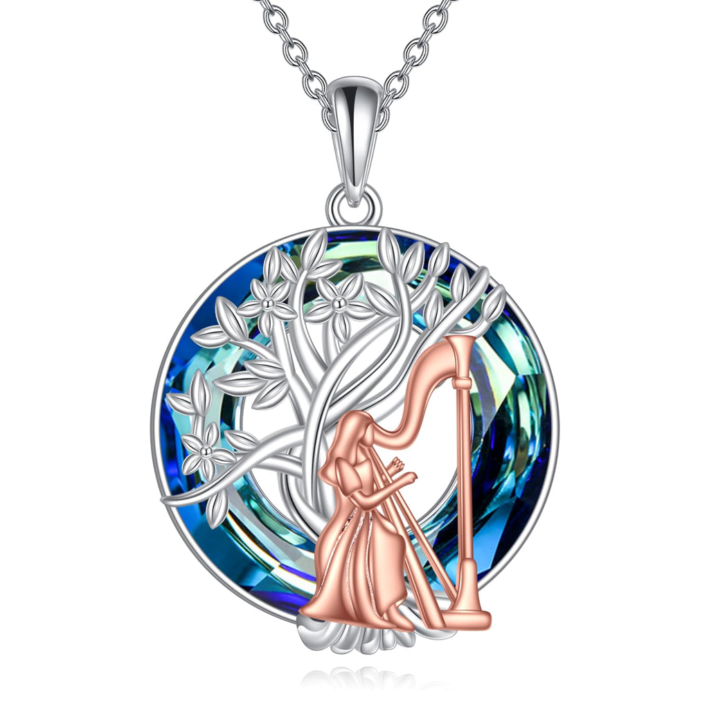YFN Tree of Life Necklace Sterling Silver Crystal Jewelry Graduation Birthday Gifts for Women