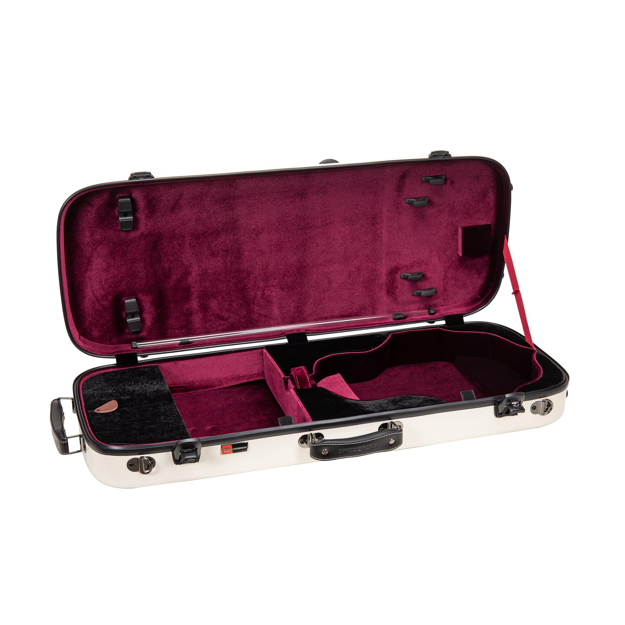 Crossrock Fiberglass Double Violin Case fits Two 4/4 Full-Size Violins- Includes TSA lock, Protective Blanket, Hygrometer, Removable Shoulder Straps- Milky White (CRF2020DVMW)