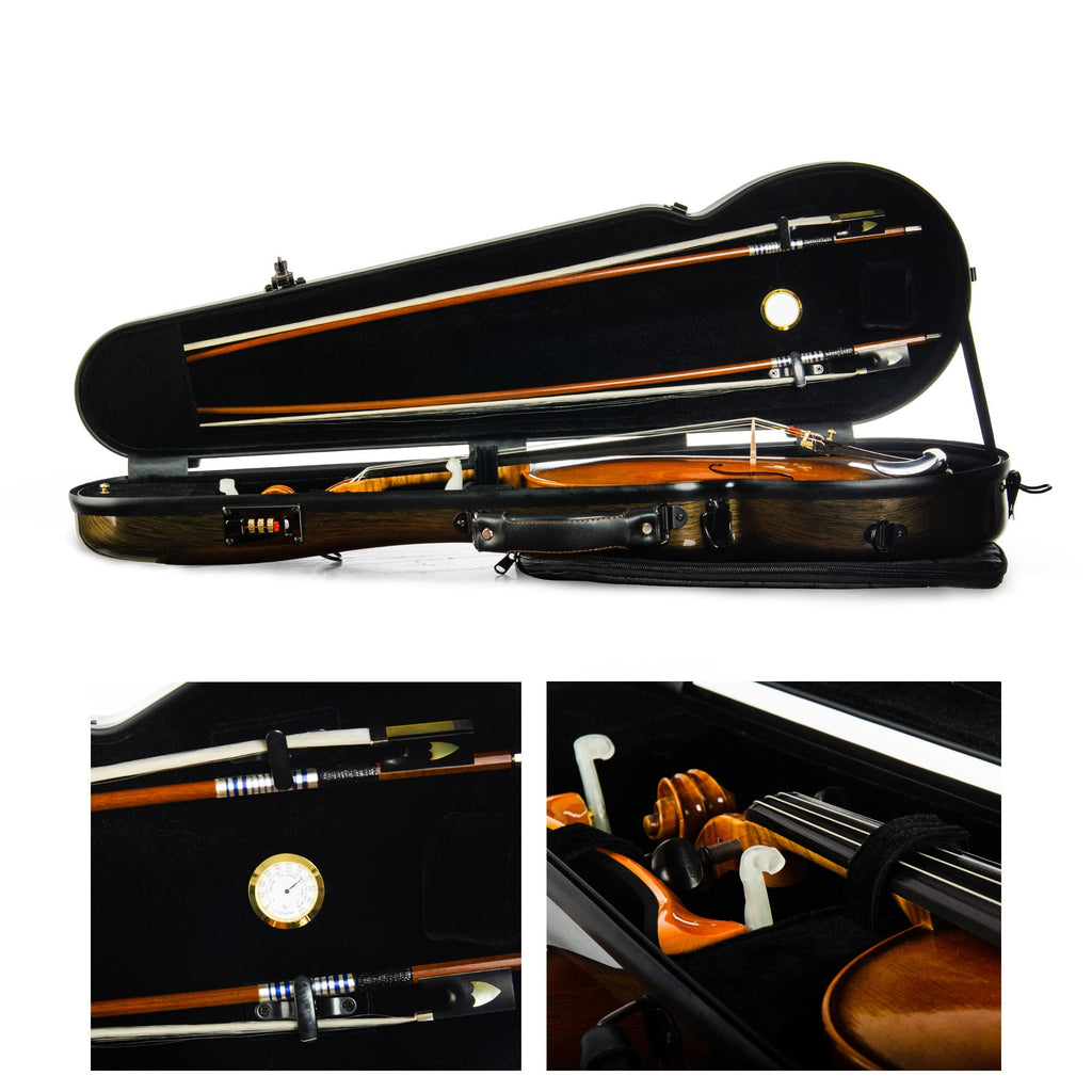 Christina violin case 4/4 Full Size Violin case High-Strength Carbon Fiber Triangle Violin Music Bag With Combination Lock and Extra Bag White Violin Hard Case (VB-Trianglee-WhiteDot spot)