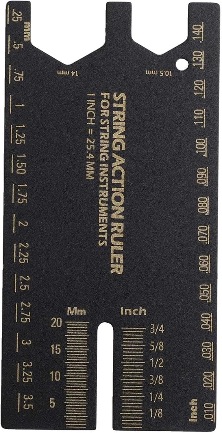 Stainless Steel Guitar String Action Gauge Ruler for Electric Acoustic Bass, Precision Metal Measuring Tool for Luthier Setup and Repair, Black