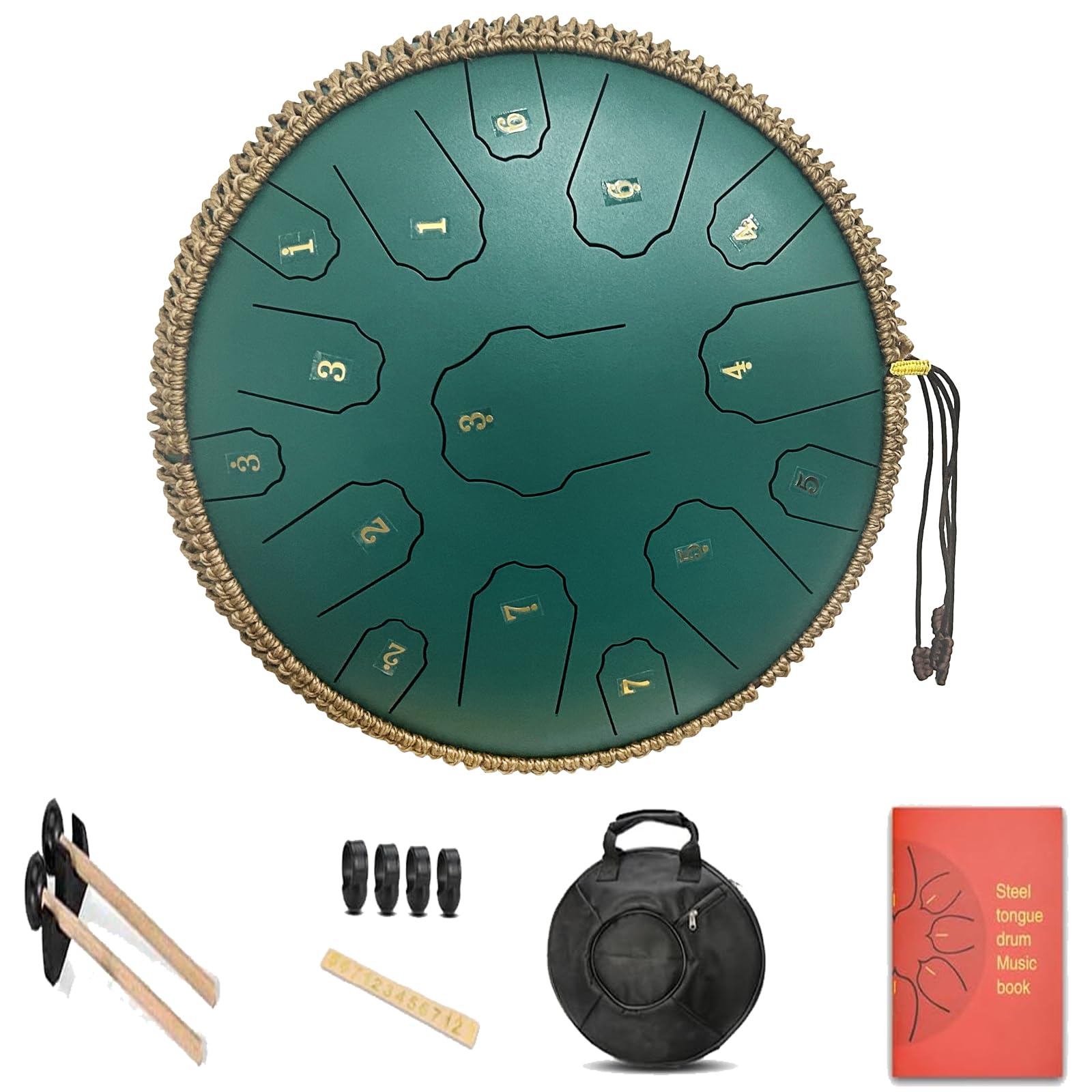 Handpan Drum 22 Inches D Minor Kurd, 432Hz 10 Notes Hand Drum Instrument, Premium Steel Drum, Handpan Instrument for Adults (Gold)