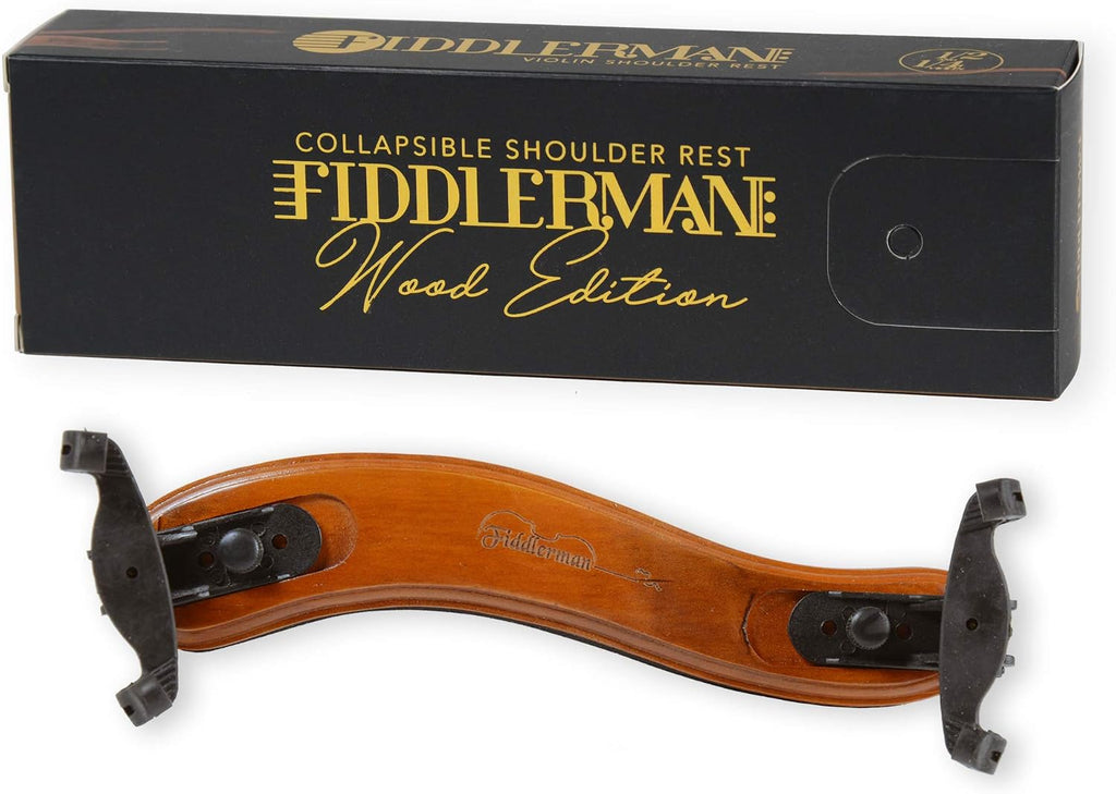 Fiddlerman Wood Violin Shoulder Rest for 4/4 and 3/4 with Collapsible and Height Adjustable Feet