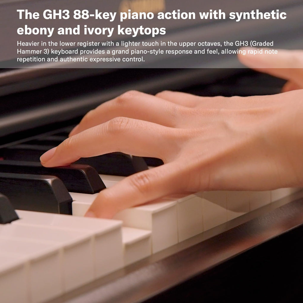 Yamaha Arius Series 88-Key Weighted Action Upright Digital Piano for Beginner and Intermediate Players, Dynamic Response, Grand Piano Sound, 3-pedal Unit, Bench Included, Rosewood YDP105R