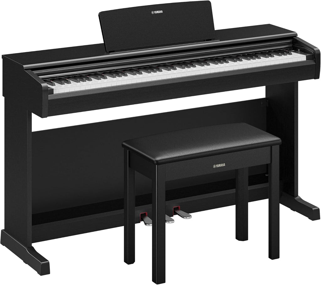 Yamaha Arius Series 88-Key Weighted Digital Piano Keyboard for Beginners, Full Size, Grand Piano Sound, 3-Pedal Unit, Bench Included, Classic Upright Design in Black, YDP146B