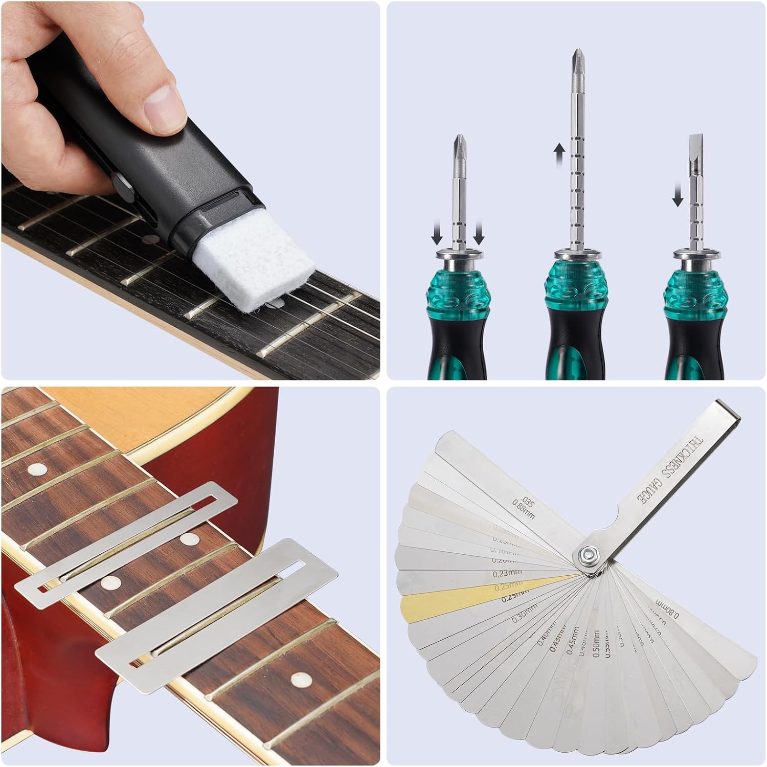 72Pcs Guitar Tool Kit, Guitar Repair Kit, Guitar Setup Kit, Professional Guitar Repairing Maintenance Tool Kit for Luthier Beginner, Guitar Accessories for Acoustic Guitar Ukulele Bass Banjo
