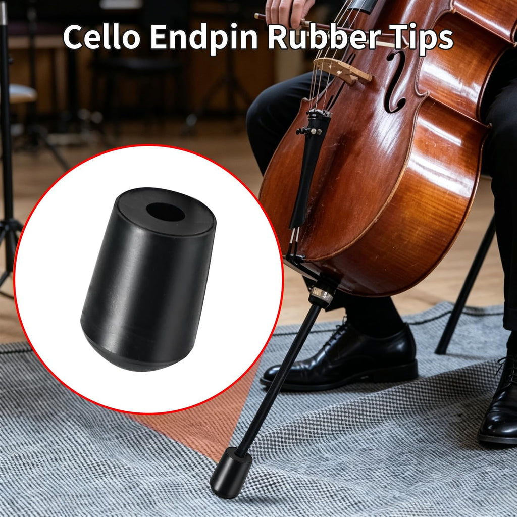 PINKDEER 4-Piece Cello Endpin Anchor Set: Cello Rock Stop with Reinforced Brass Cup & Anti-Slip Rubber Base, Cello Endpin Stopper with Adjustable Strap, 2 Cello Endpin Rubber Tip Floor Protectors