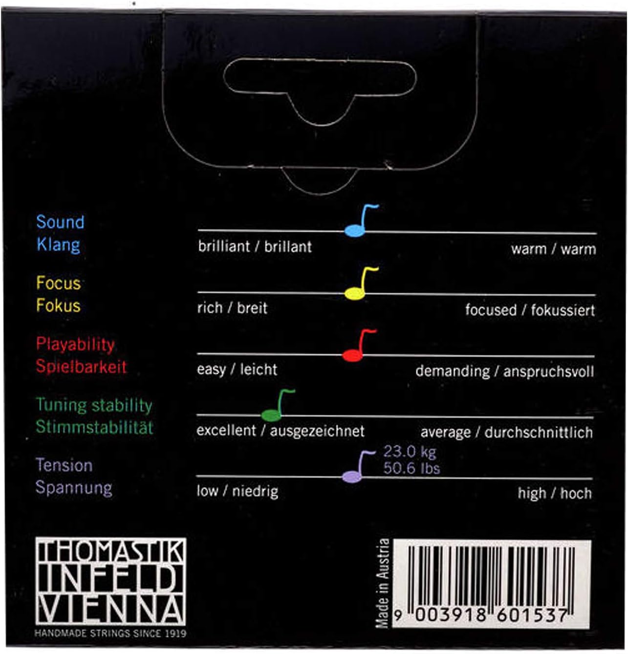 Thomastik Vision Titanium Solo Violin Strings Set, Titanium 4/4 Size