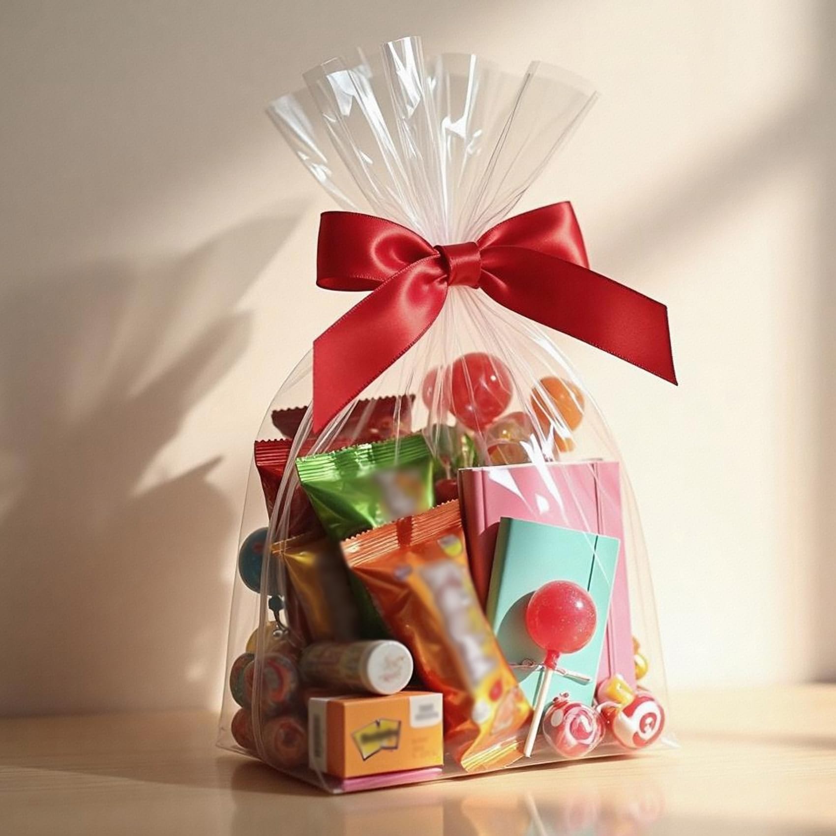 Morepack Large Cello/Cellophane Bags,30x 40 Inches Clear Basket Bags OPP Plastic Cellophane Wrap for Gift Baskets Packaging 20 Pieces (No Bow or Ribbon Included)
