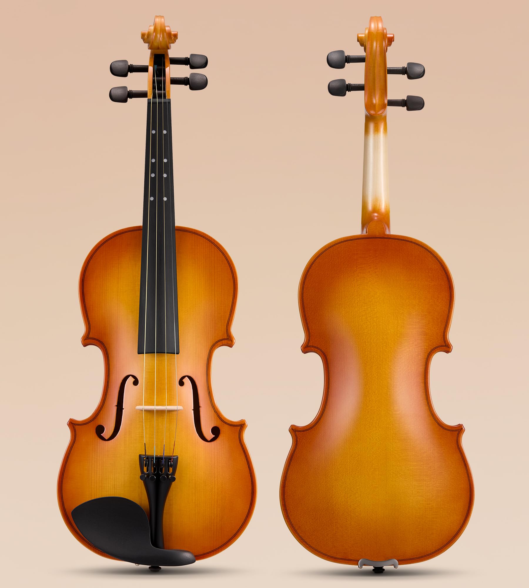 Tostar Acoustic Violin Full Size 4/4 Violin Set Starter Kit with Carrying Case, Violin Bow, Bridge, Rosin, Shoulder Rest, Stickers, Instruction Extra Strings for Beginner Retro Matte