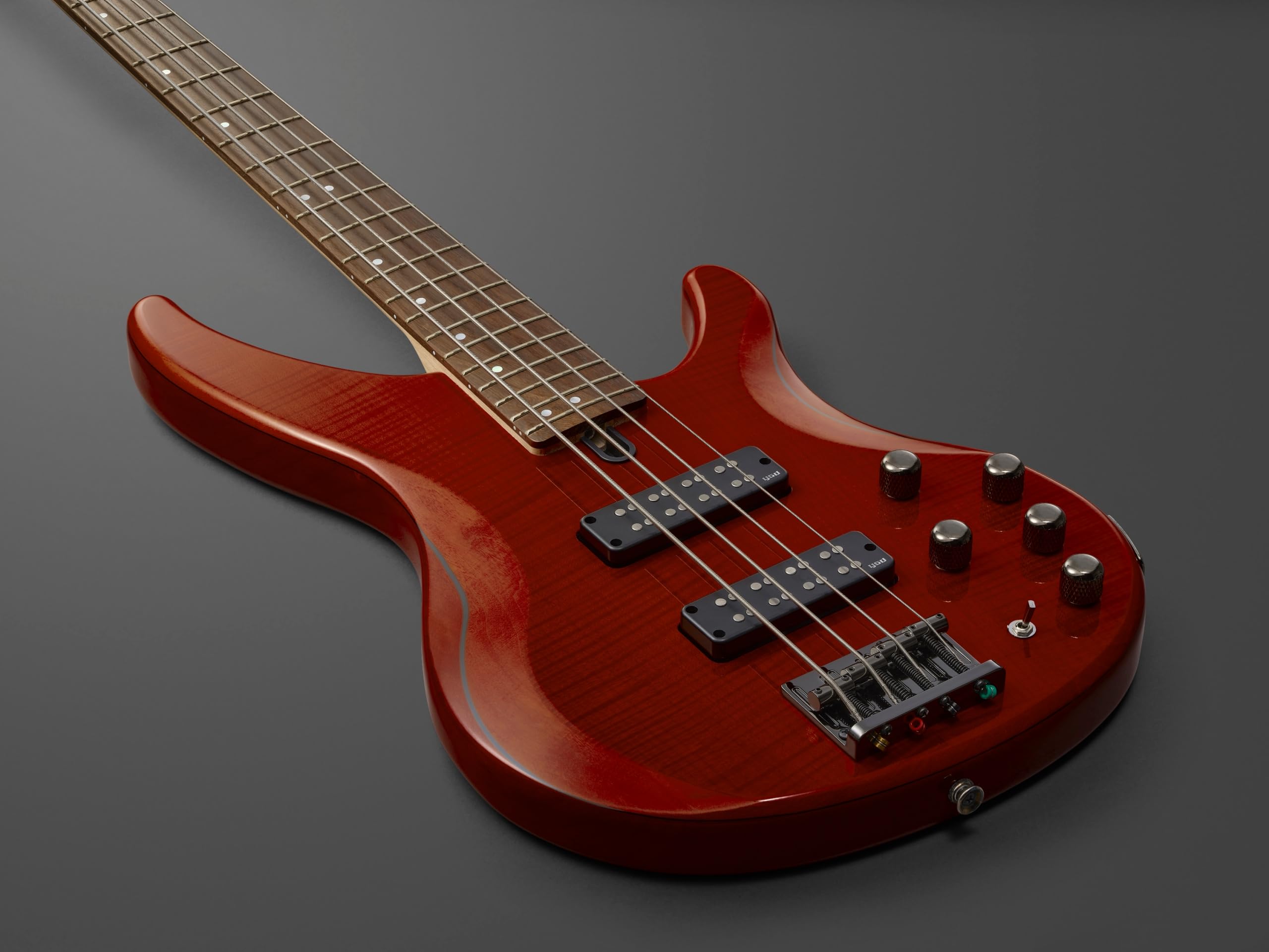 Yamaha TRBX604 4-String Flamed Maple Bass Guitar, Indigo Blue