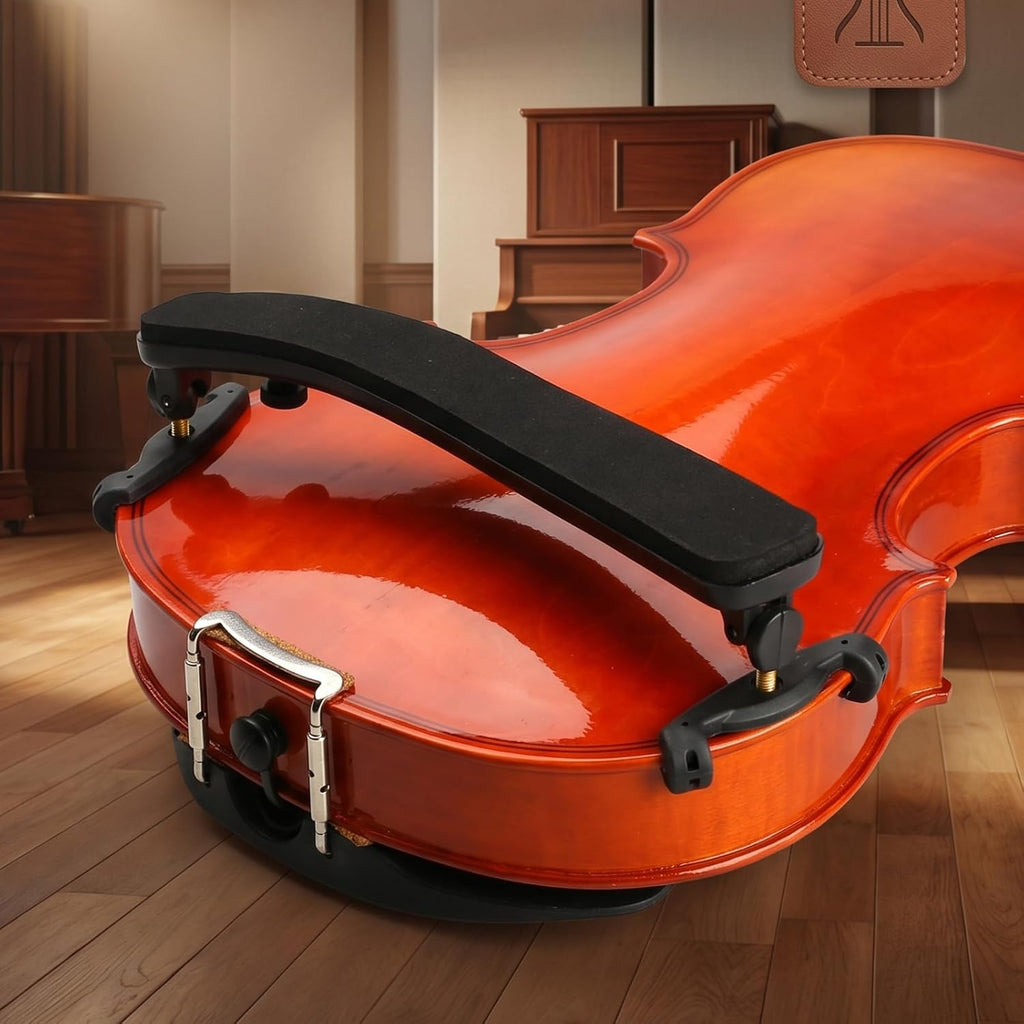 NANYI Violin Shoulder Rest - Collapsible & Adjustable for 1/2 Violins, Universal Fit with Soft High-Strength Sponge (Black) - Includes Mute and Rosin
