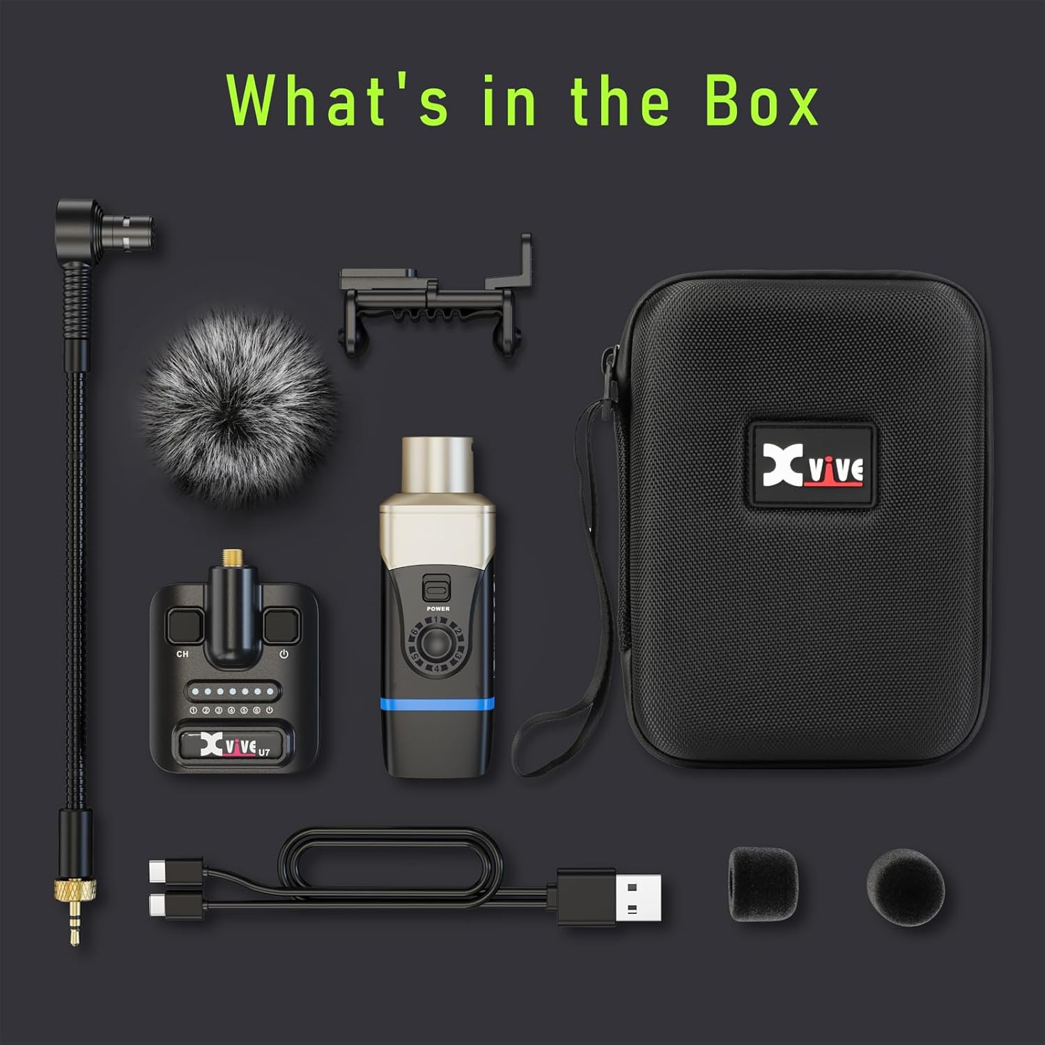Xvive U9 Violin Mandolin Instrument Microphone Wireless System 2.4 GHz Wireless Microphone Transmitter and Receiver for Violin and Viola, Mandolin