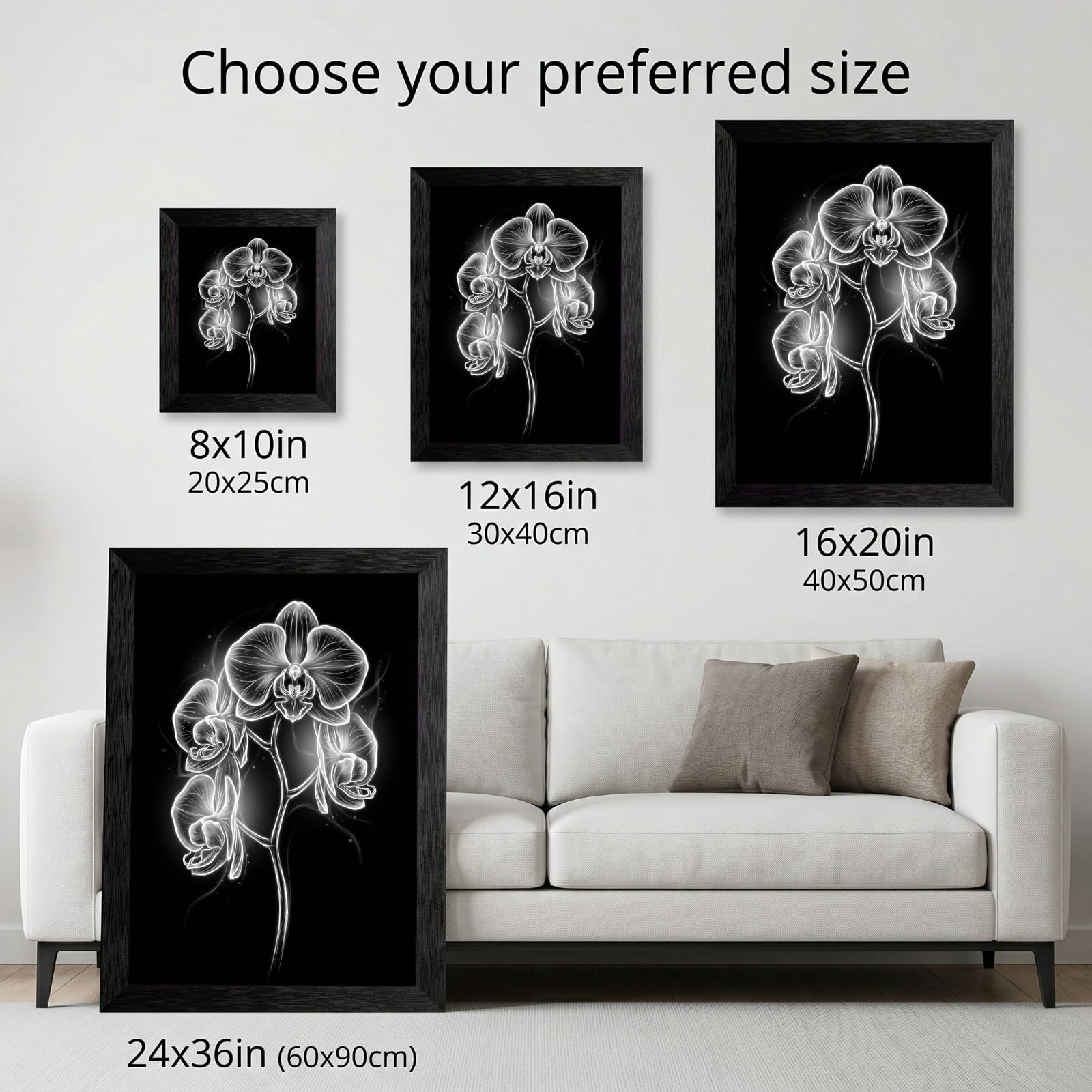 Framed Canvas Wall Art Minimalist Abstract Cello Musical Instrument Electric White Glowing Lines on Black Canvas Print Poster Black Frame Wall Decor for Music Room Studio Modern Art, Inch 24x36