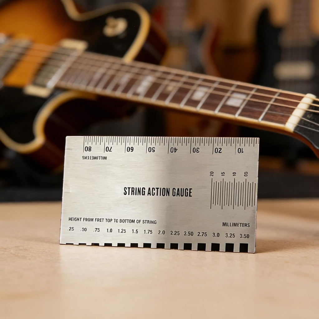 Multipurpose String Action Tool with Stainless Steel Build for Musicians Guitar Action Gauge Portable String Height Measurer Accurate Guitar Setup Accessory Ruler